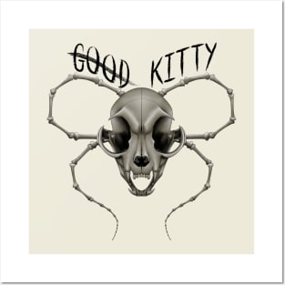 G̶o̶o̶d̶ Kitty Skull Black Text Yellow Posters and Art